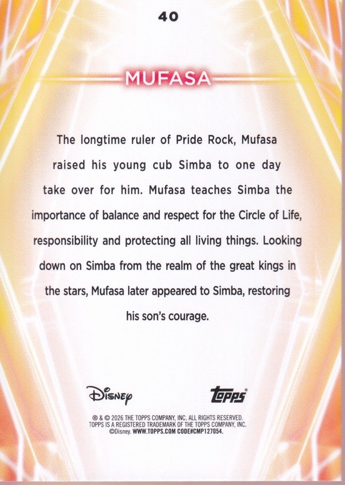 2026 Topps Disney Neon Diamante #40 Mufasa