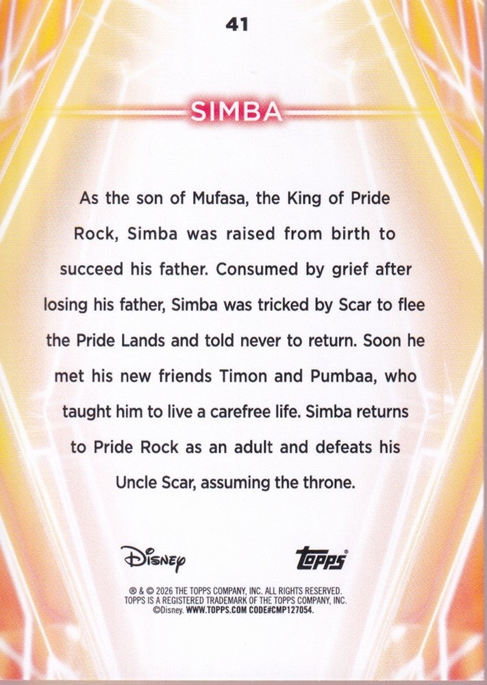 2026 Topps Disney Neon Diamante #41 Simba