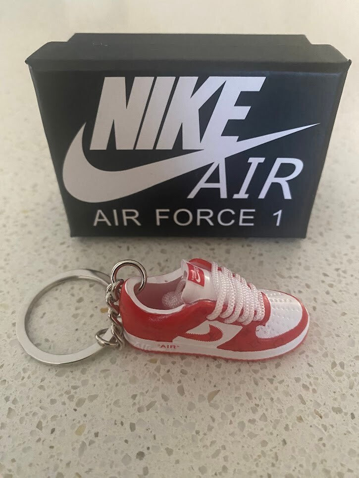 LOUIS VUITTON X NIKE AIR FORCE 1 LOW-(WHITE RED)-3D SNEAKER KEYCHAIN WITH BOX