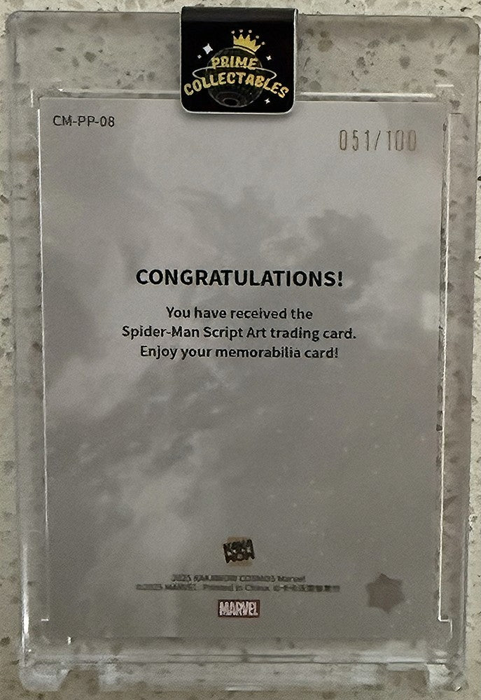 2025 Kakawow Cosmos Marvel Single Script Art #CM-PP-08 Spider-Man (051/100)