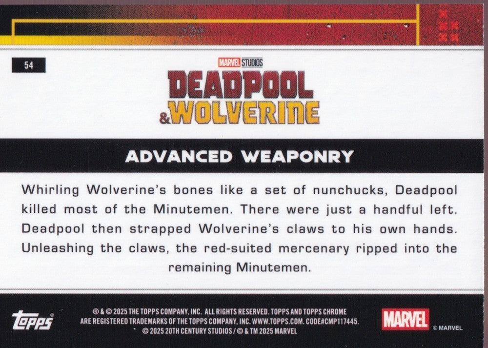 2025 Topps Chrome Deadpool Mini Diamond Refractors #54 Advanced Weaponry