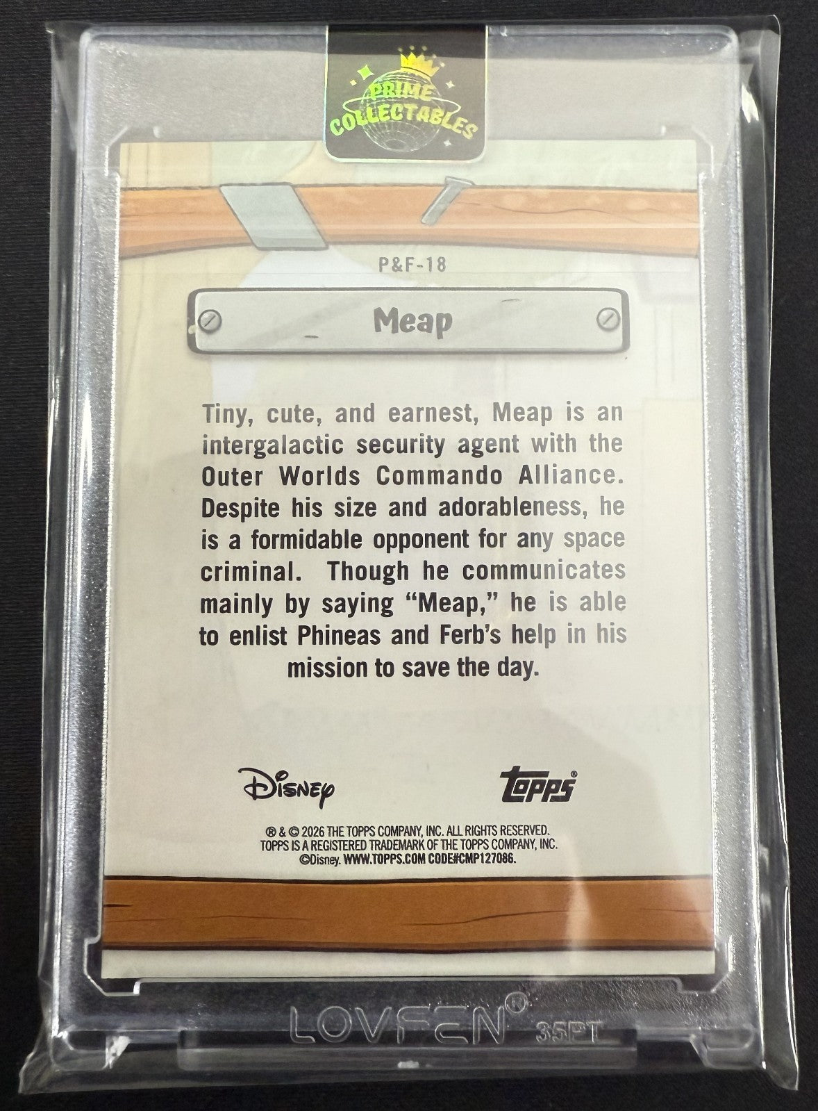 2026 Topps Disney Neon Phineas & Ferb Gold #P&F-18 Meap (32/50)