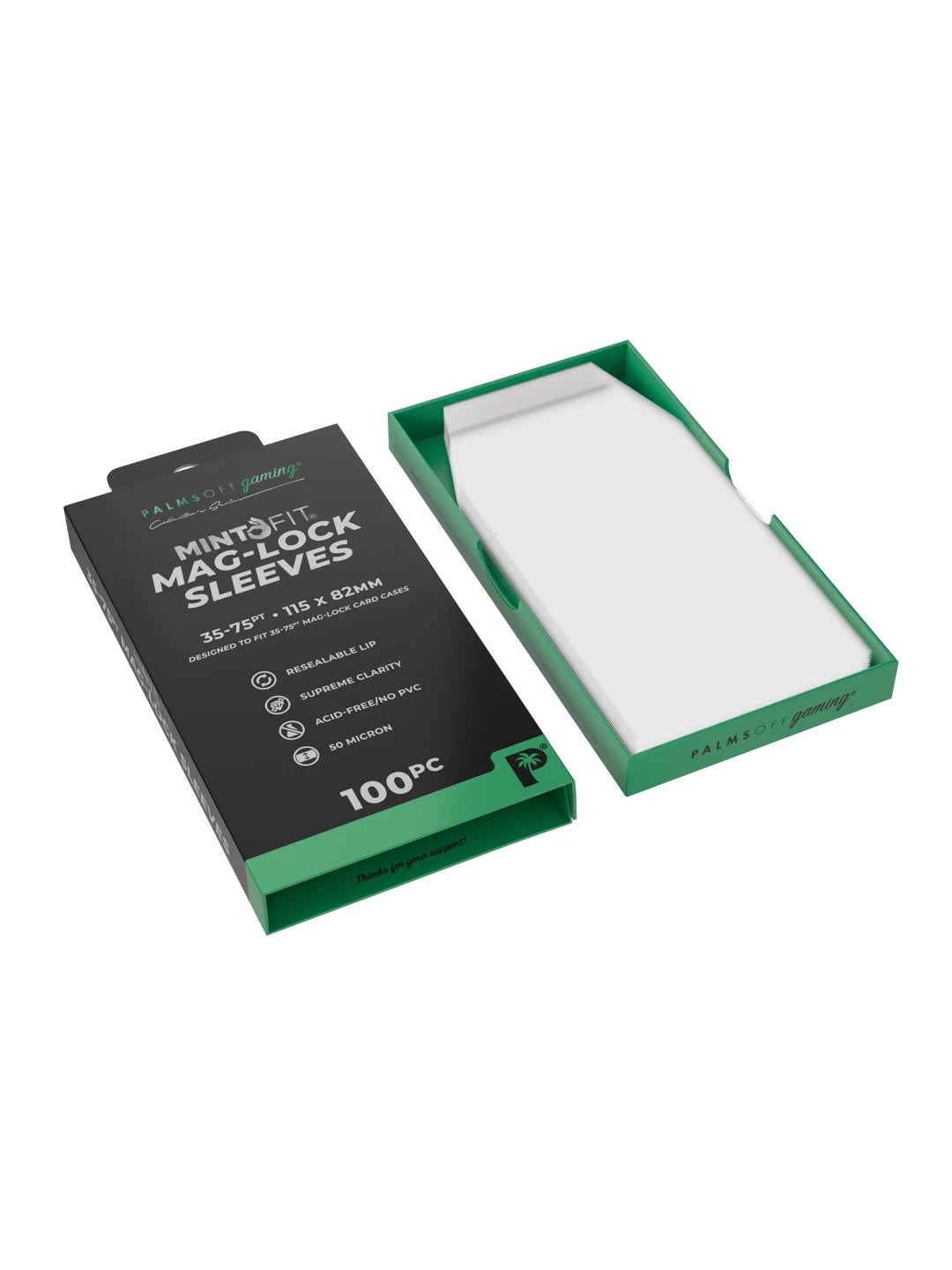 Palms Off Gaming MintFit Mag-Lock Card Case Sleeves (35pt-75pt) - 100pc