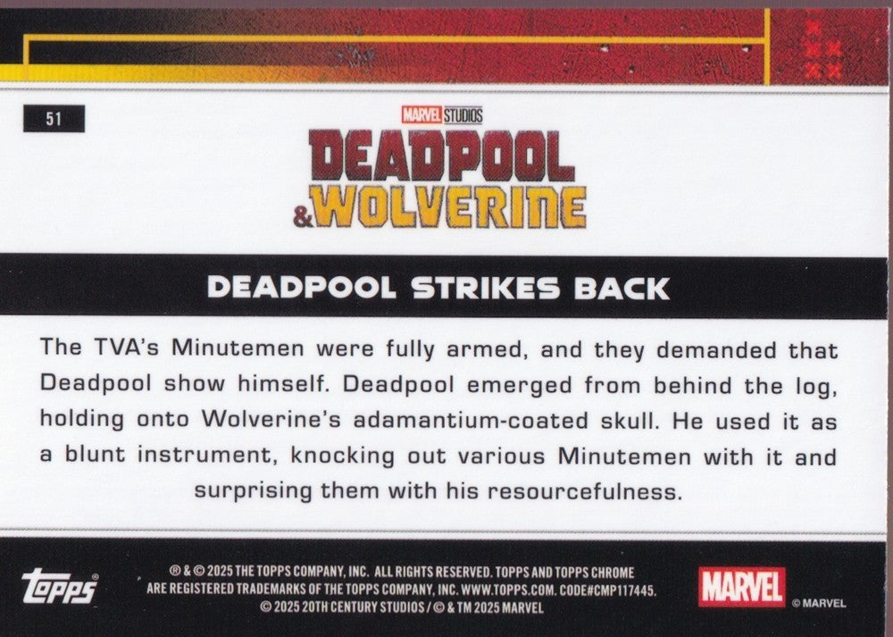 2025 Topps Chrome Deadpool Mini Diamond Refractors #51 Deadpool Strikes Back