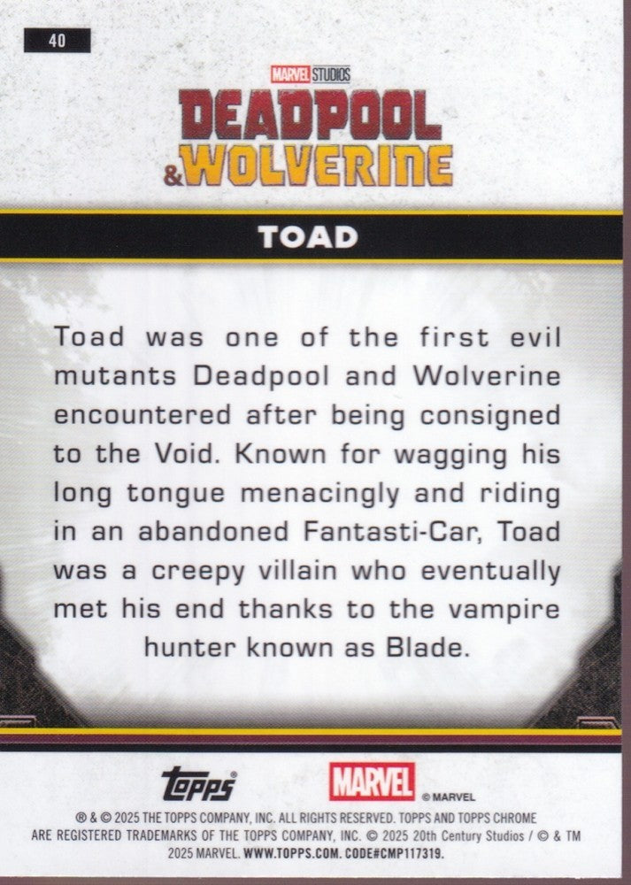 2025 Topps Chrome Deadpool Prism Refractors #40 Toad