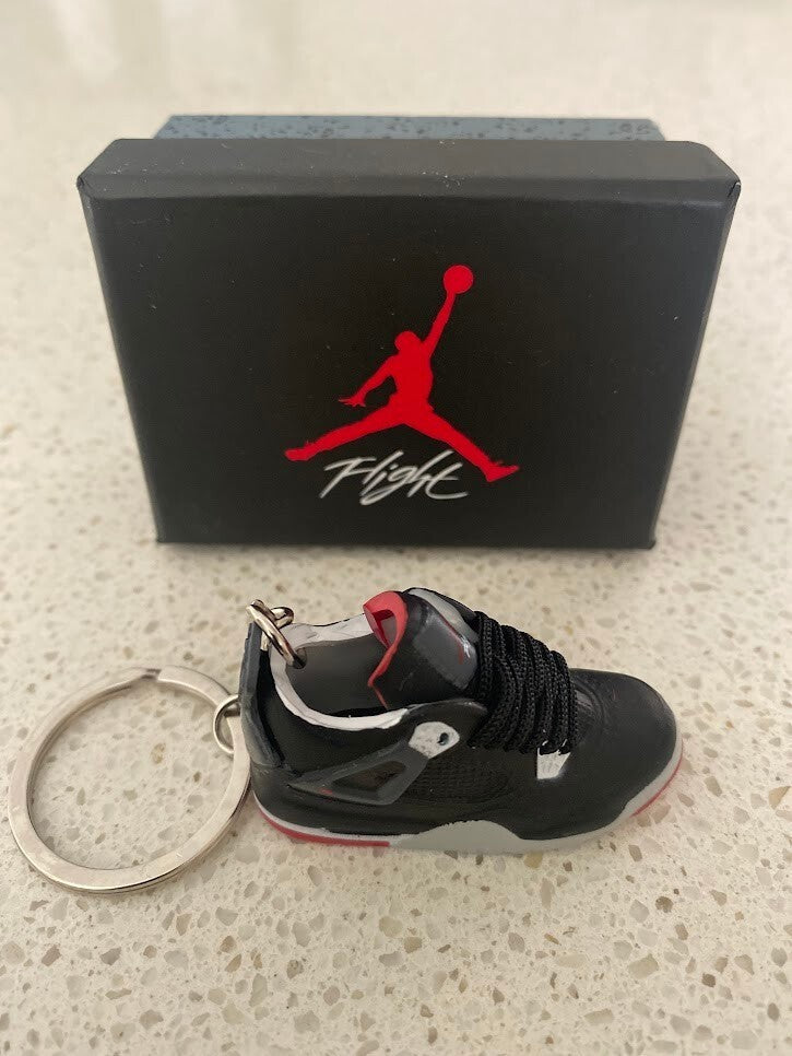 NIKE AIR JORDAN 4 RETRO-(BRED)-3D SNEAKER KEYCHAIN WITH BOX