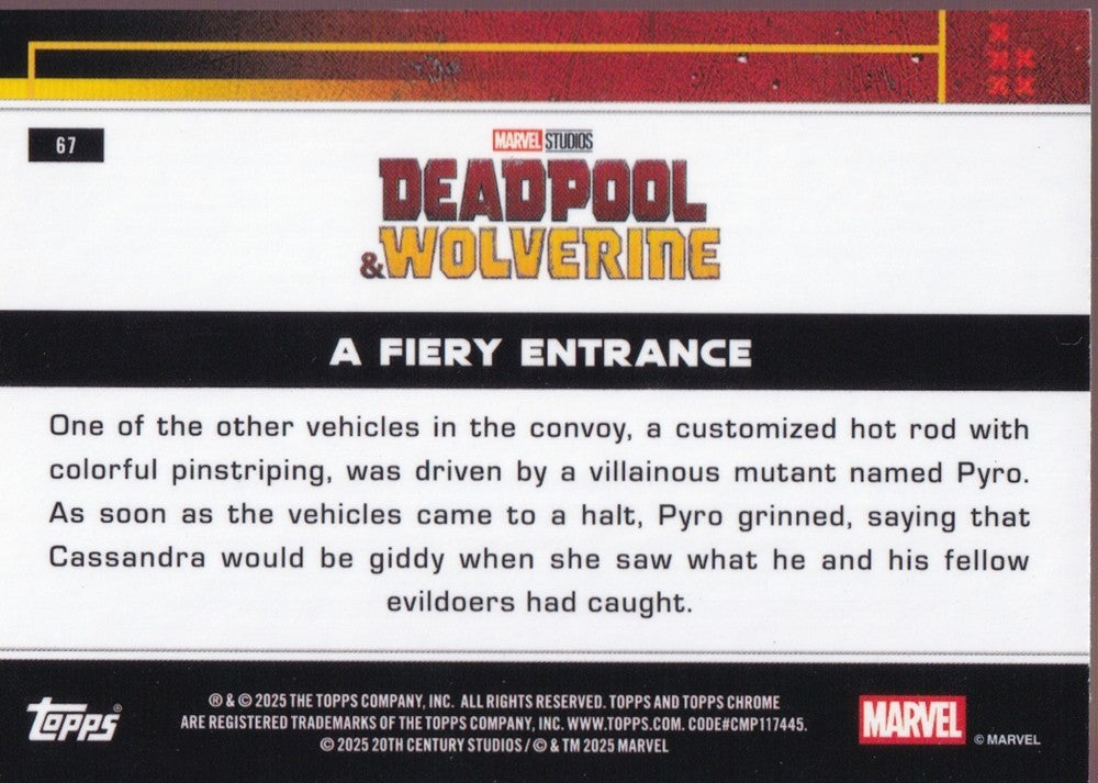 2025 Topps Chrome Deadpool Mini Diamond Refractors #67 A Fiery Entrance