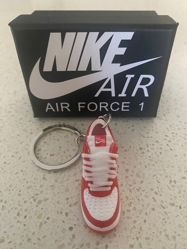 LOUIS VUITTON X NIKE AIR FORCE 1 LOW-(WHITE RED)-3D SNEAKER KEYCHAIN WITH BOX