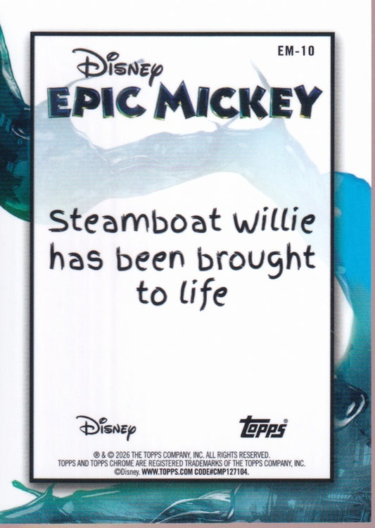 2026 Topps Disney Neon Epic Mickey #EM-10 Steamboat Willie