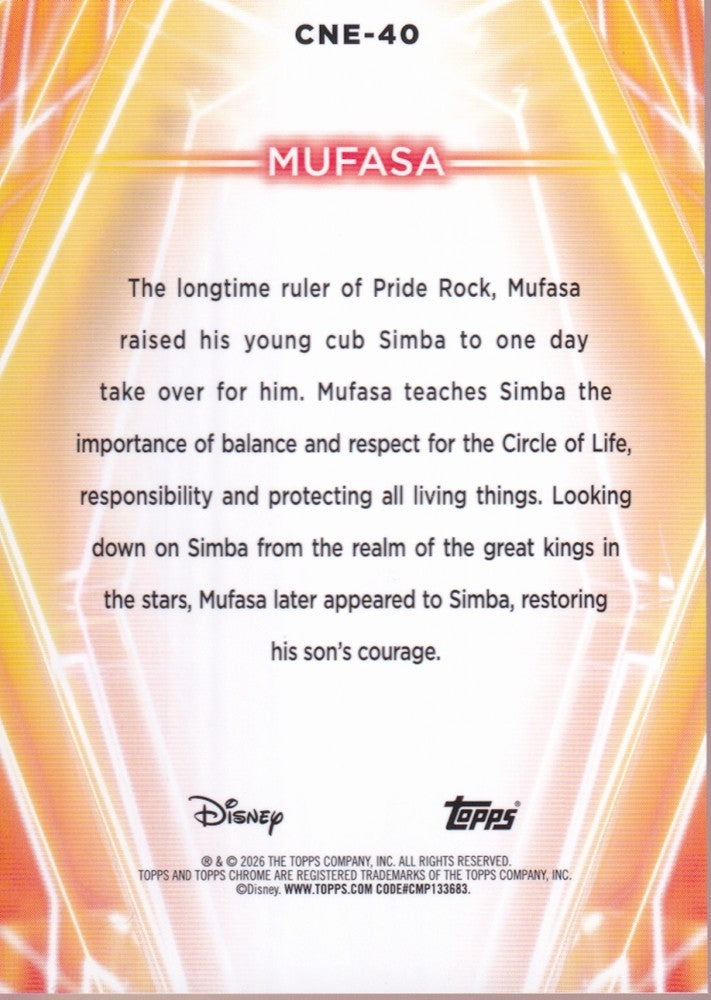 2026 Topps Disney Neon Chrome Neon-Etch #CNE-40 Mufasa