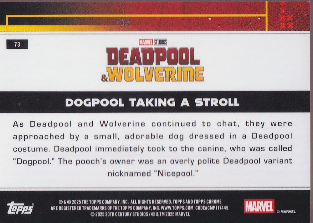 2025 Topps Chrome Deadpool Purple Mini Diamond Refractor #73 Dogpool (179/250)