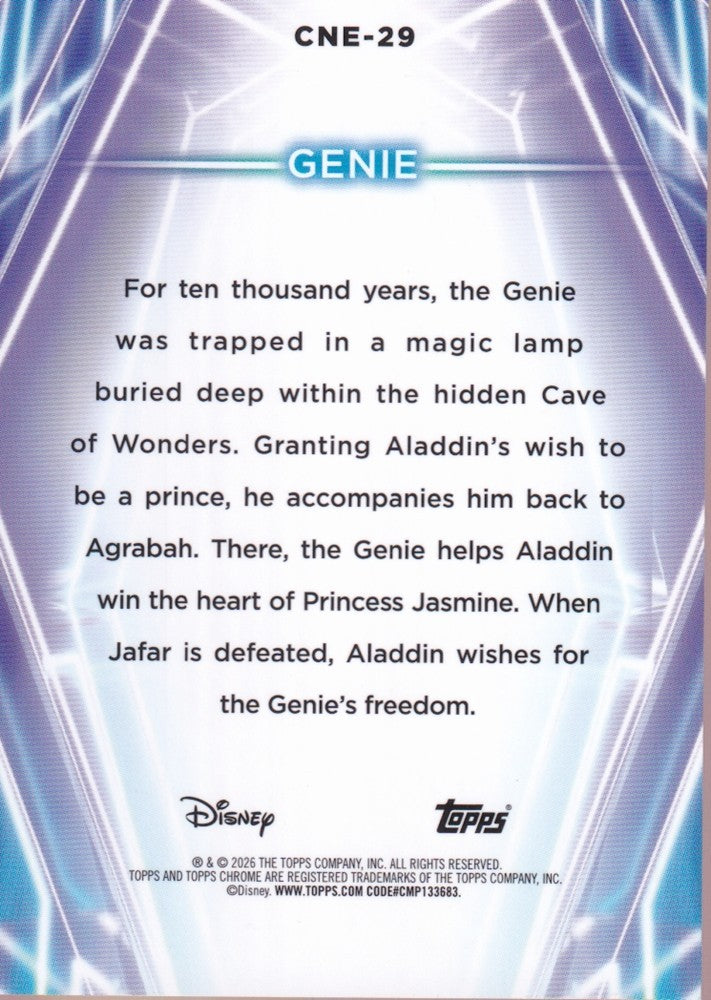 2026 Topps Disney Neon Chrome Neon-Etch #CNE-29 Genie